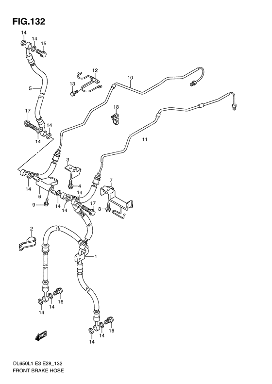 Front brake hose              

                  Dl650al1 e28