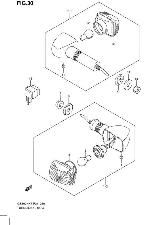 Turnsignal front & rear lamp              

                  Gs500fh