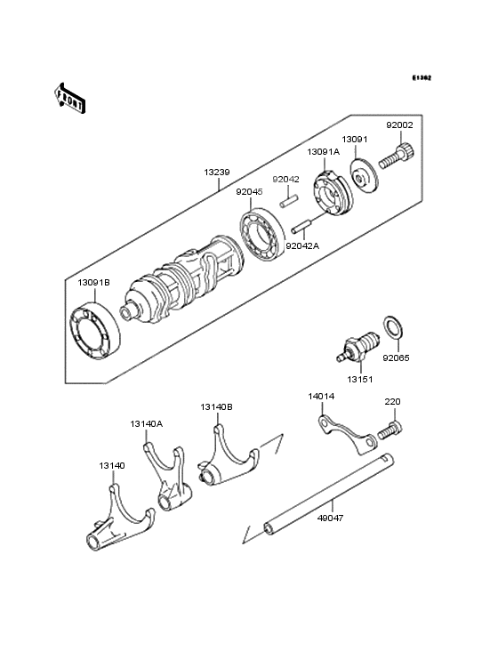 Gear change drum & forks