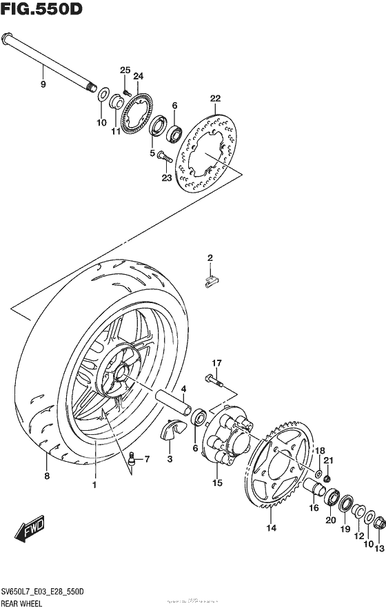 Заднее колесо (Sv650Al7 E33)
