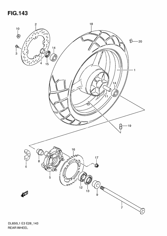 Rear wheel complete assy              

                  Dl650l1 e28