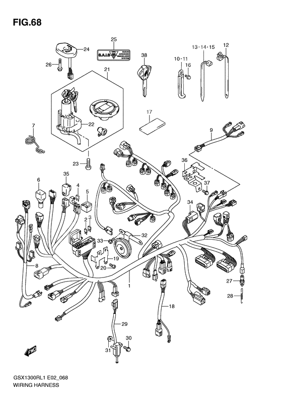 Wiring harness              

                  Gsx1300rl1 e51