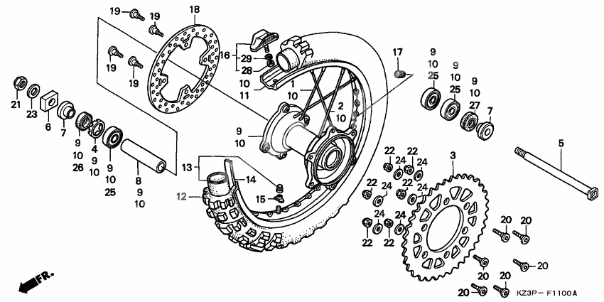 Rear wheel complete assy
