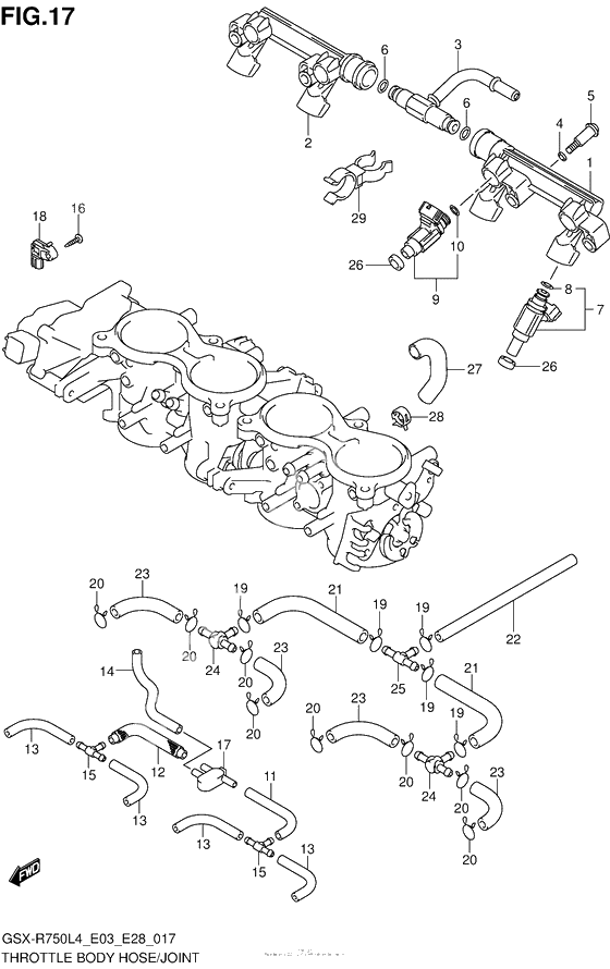 Throttle Body Hose/joint (Gsx-R750L4 E33)