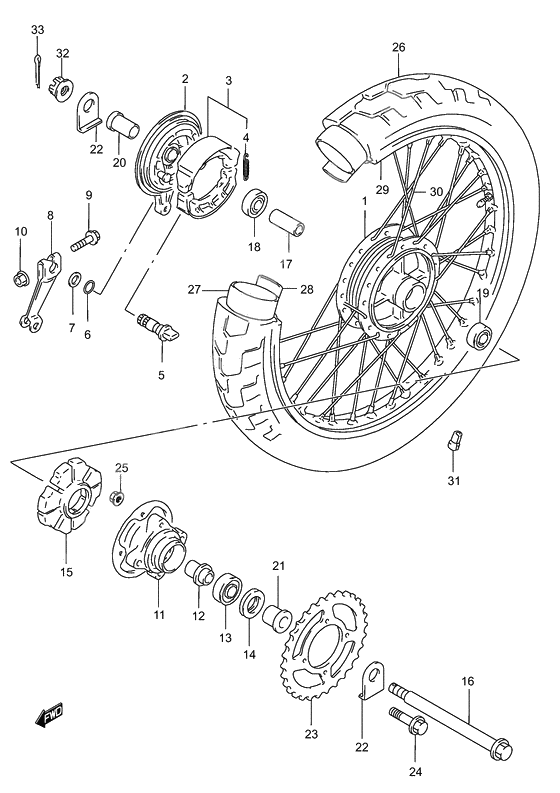 Rear wheel complete assy