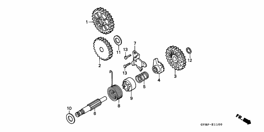 Kick starter spindle