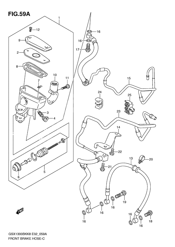 Front brake hose              

                  Gsx1300bkak8/au2k8/ak9/aufk9/al0/aufl0