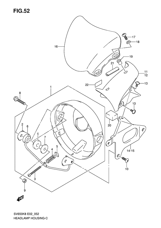 Headlamp housing              

                  Sv650/u/a/ua