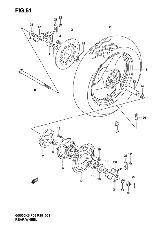 Rear wheel complete assy