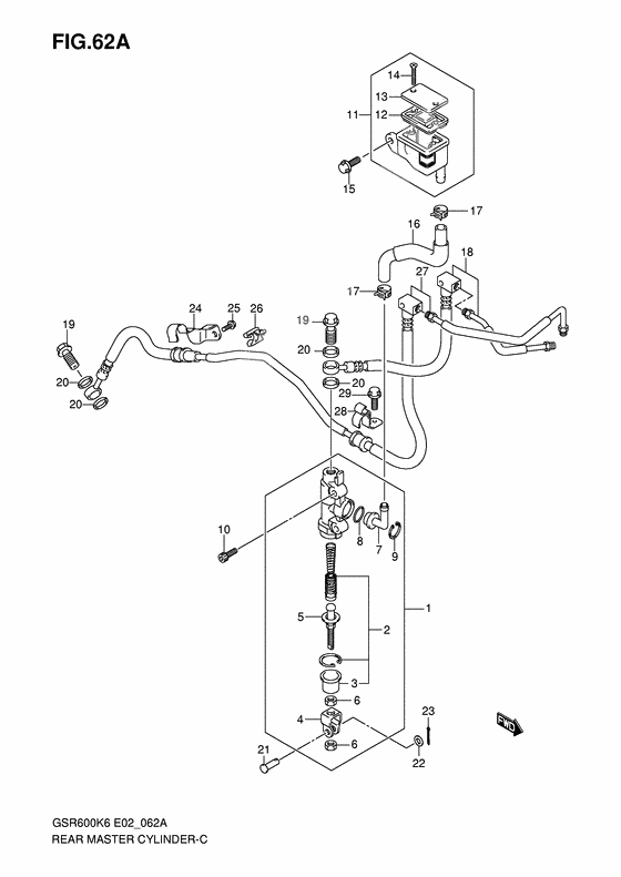 Rear master cylinder              

                  Gsr600ak7/uak7/ak8/uak8/ak9/uak9/al0/ual0