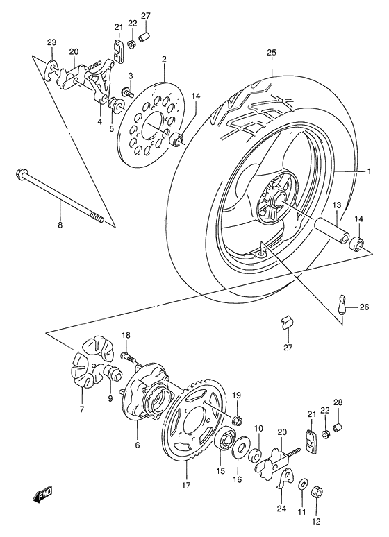 Rear wheel complete assy