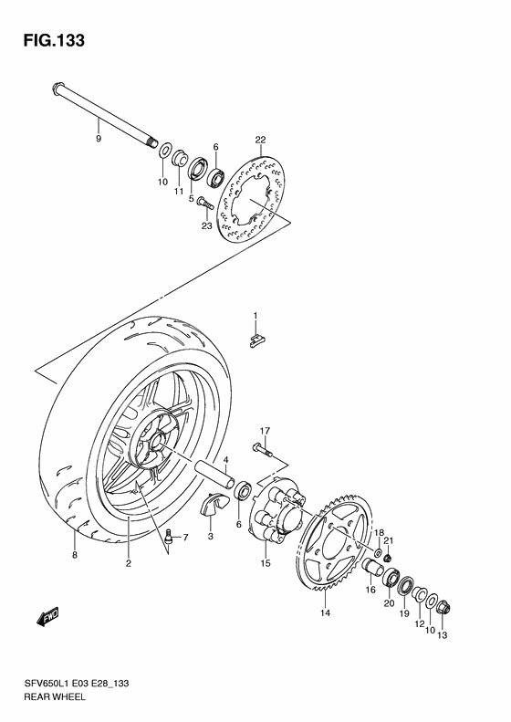 Rear wheel complete assy              

                  Sfv650l1 e28