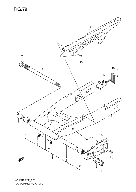 Rear swinging arm