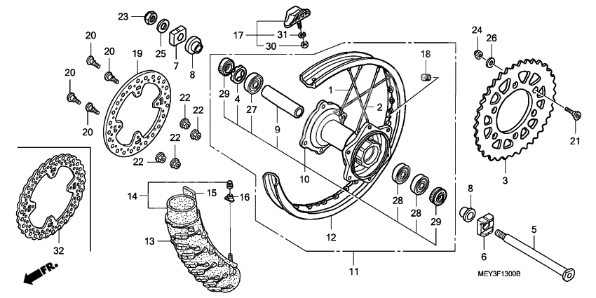 Rear wheel complete assy