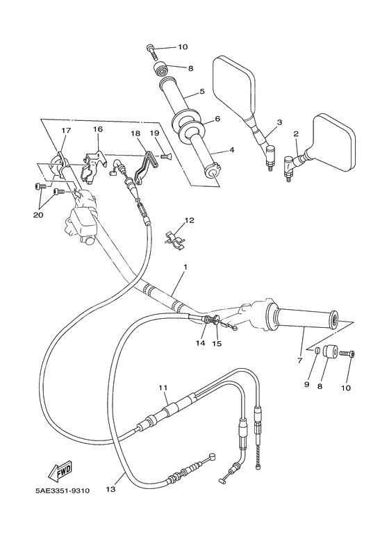 Steering handle. cable