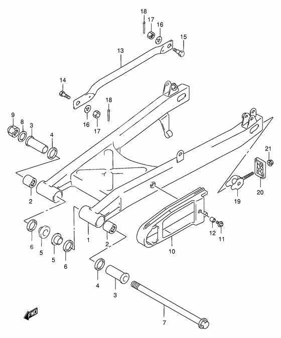 Rear swinging arm