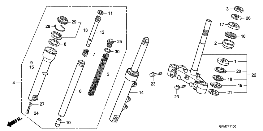 Steering stem/front fork