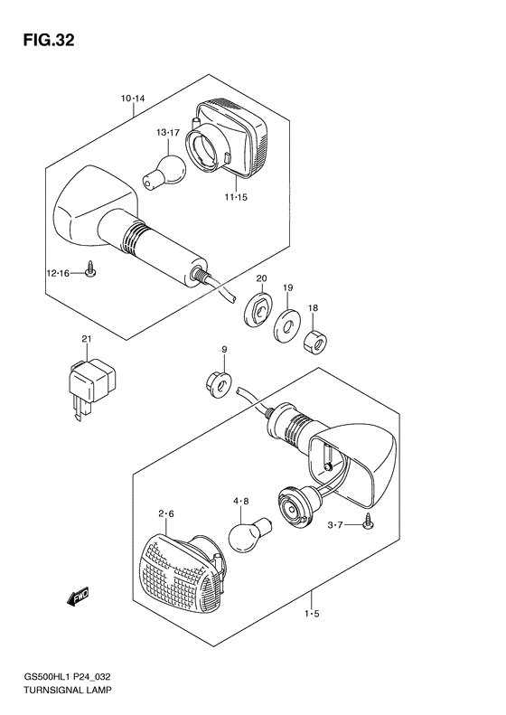 Turnsignal front & rear lamp              

                  Gs500h
