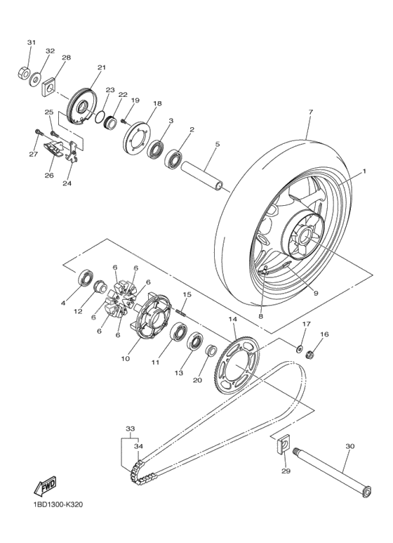 Rear wheel complete assy