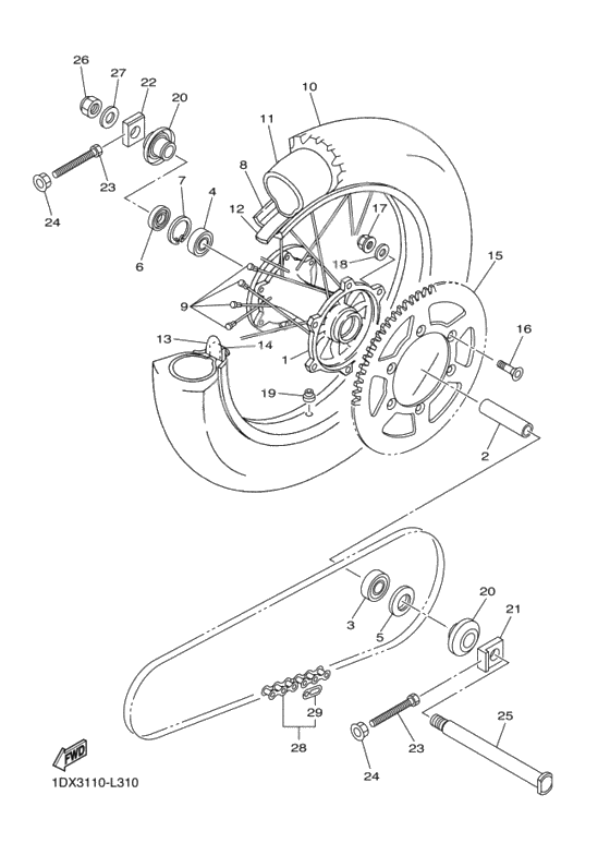 Rear wheel complete assy