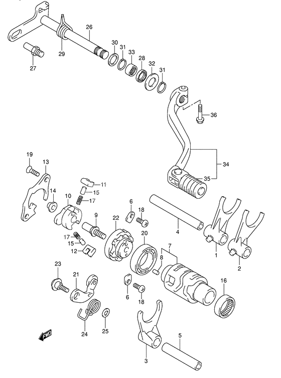 Gear shifting              

                  Dr-z400ek5/k6/k7 e1, p37