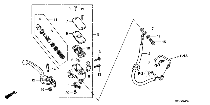 Front brake master cylinder