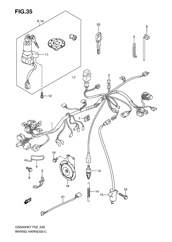 Wiring harness              

                  Gs500h p2,  p19,  p24,  p54,  gs500hu p19