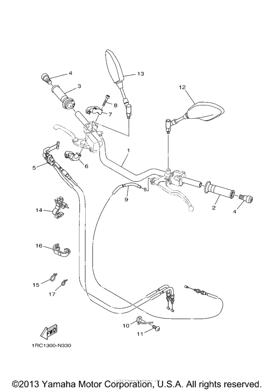 Steering handle cable