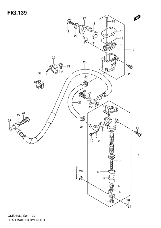 Rear master cylinder              

                  Gsr750l2 e24