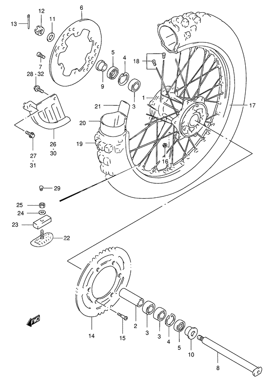 Rear wheel complete assy
Model t/v/w/x