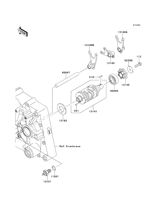 Gear change drum/shift fork(s)