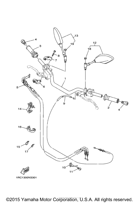 Steering handle cable