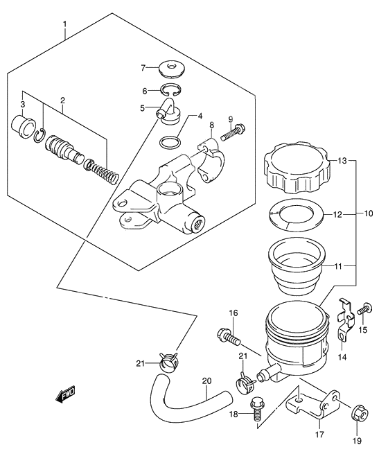 Front master cylinder              

                  See note