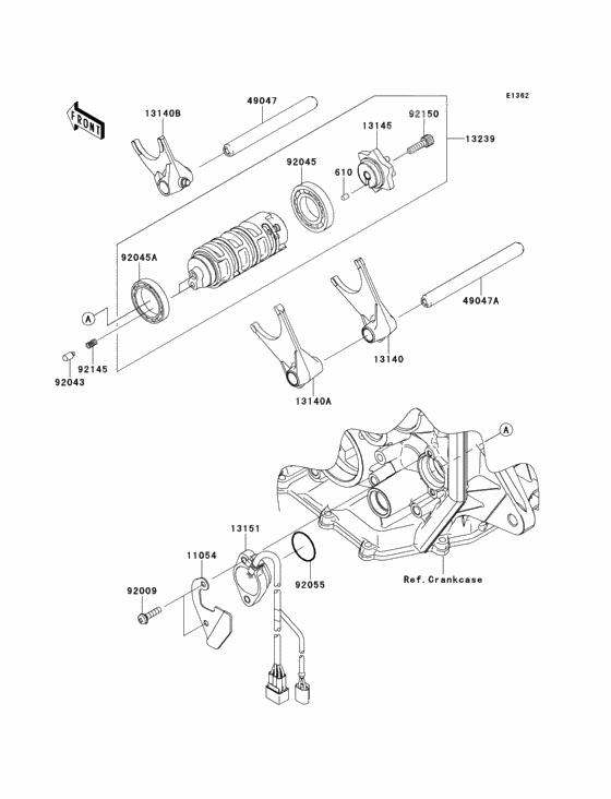 Gear change drum/shift fork(s)