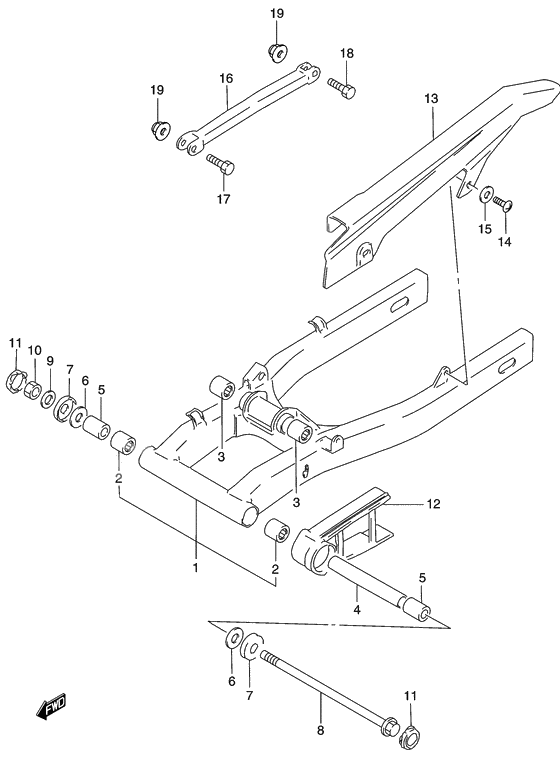 Rear swinging arm