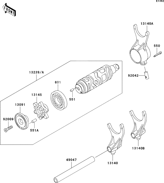 Gear change drum/shift fork(s)