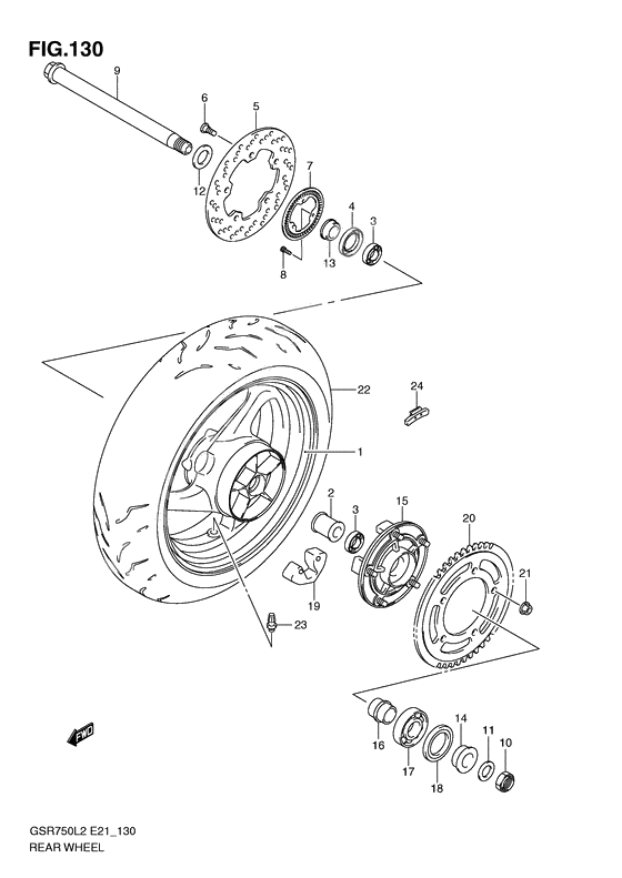 Rear wheel complete assy              

                  Gsr750al2 e24