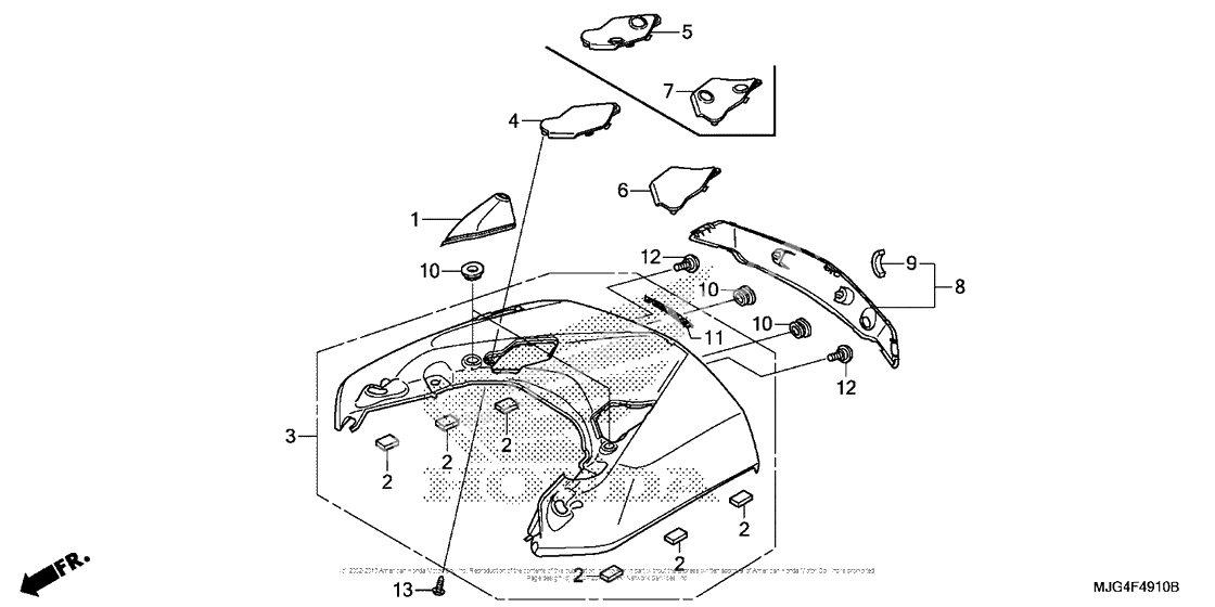 Rear center top cover