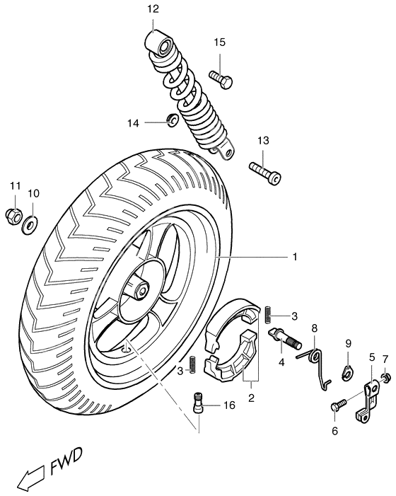 Rear wheel complete assy