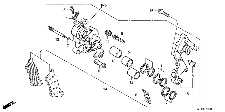 R. front brake caliper