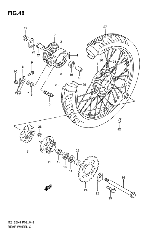 Rear wheel complete assy