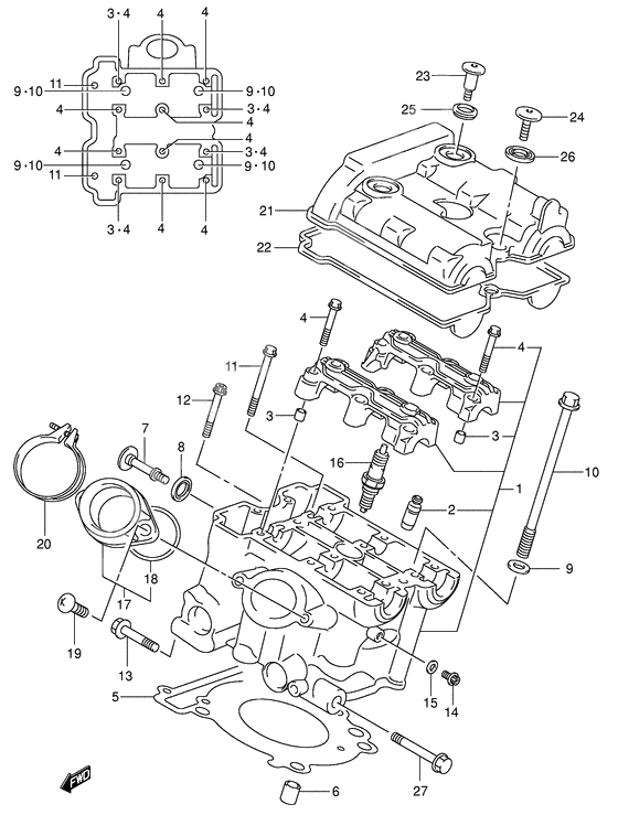 Rear cylinder head