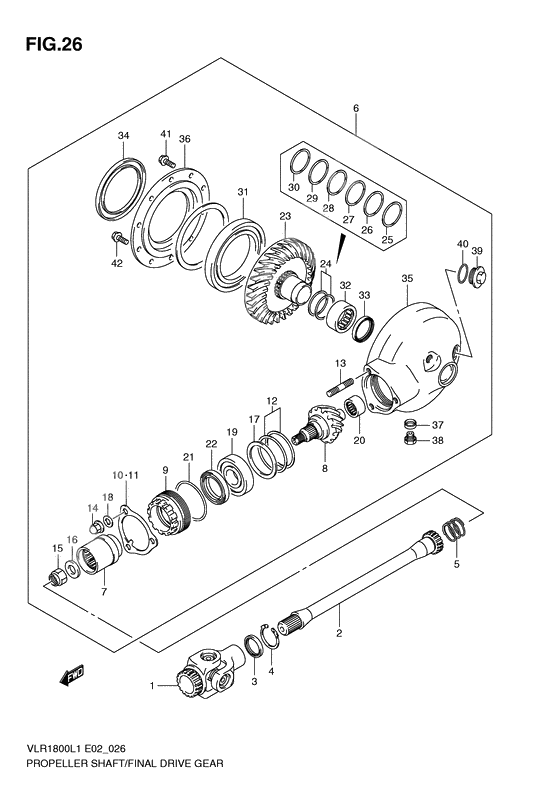 Propeller shaft/final drive gear