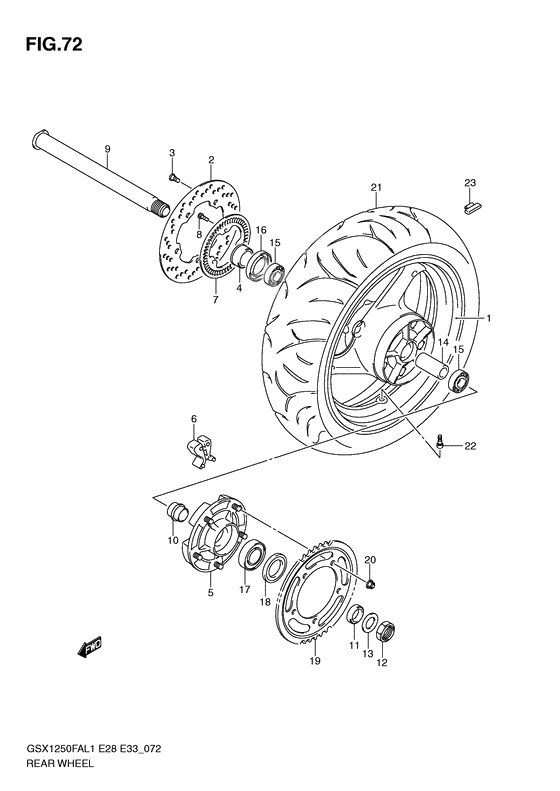 Rear wheel complete assy