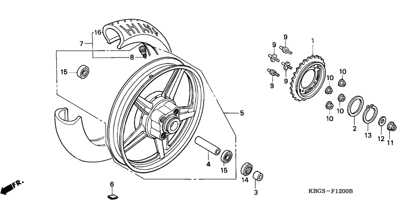 Rear wheel complete assy              

                  1
