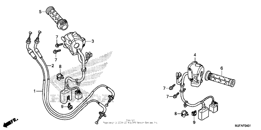 Handle lever + switch + cable (2)