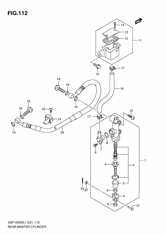 Rear master cylinder              

                  Gsf1250sl1 e21
