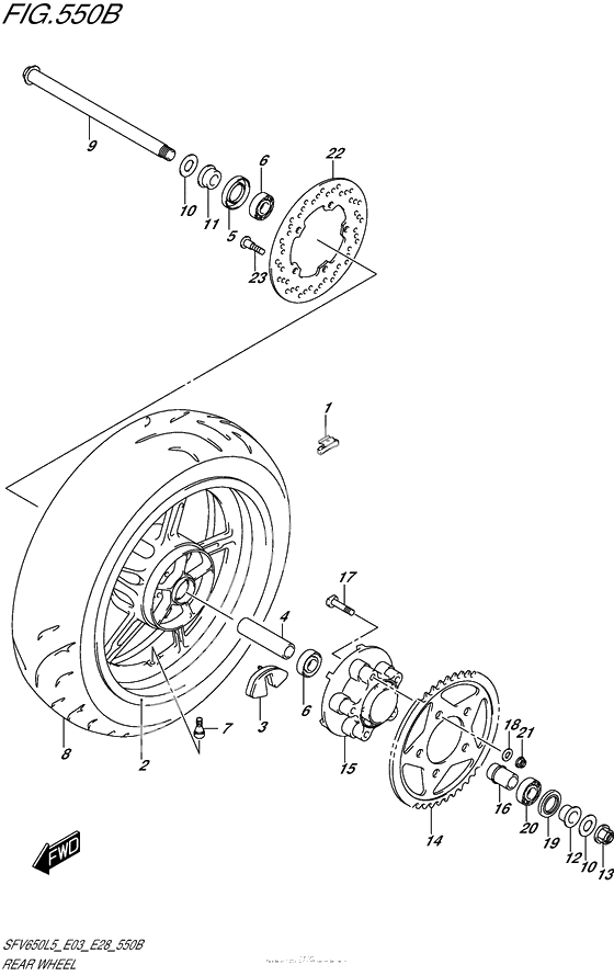 Заднее колесо (Sfv650L5 E28)