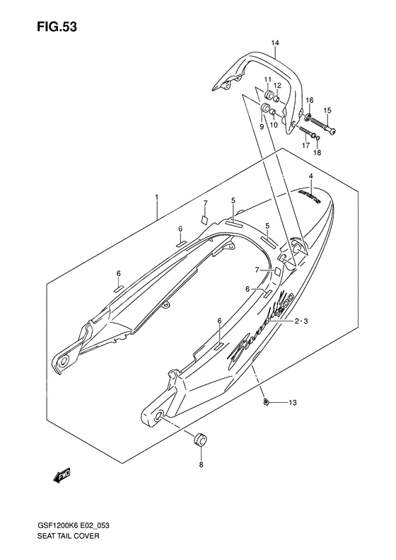Seat tail cover              

                  Gsf1200k6/ak6