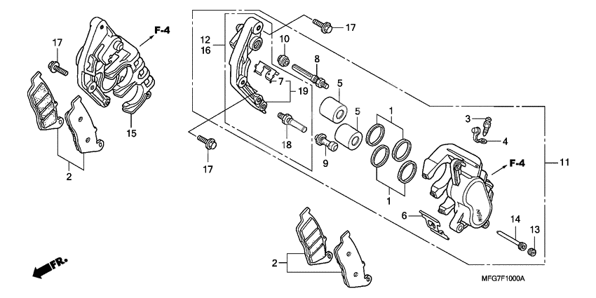 Front brake caliper              

                  CB600F/F3